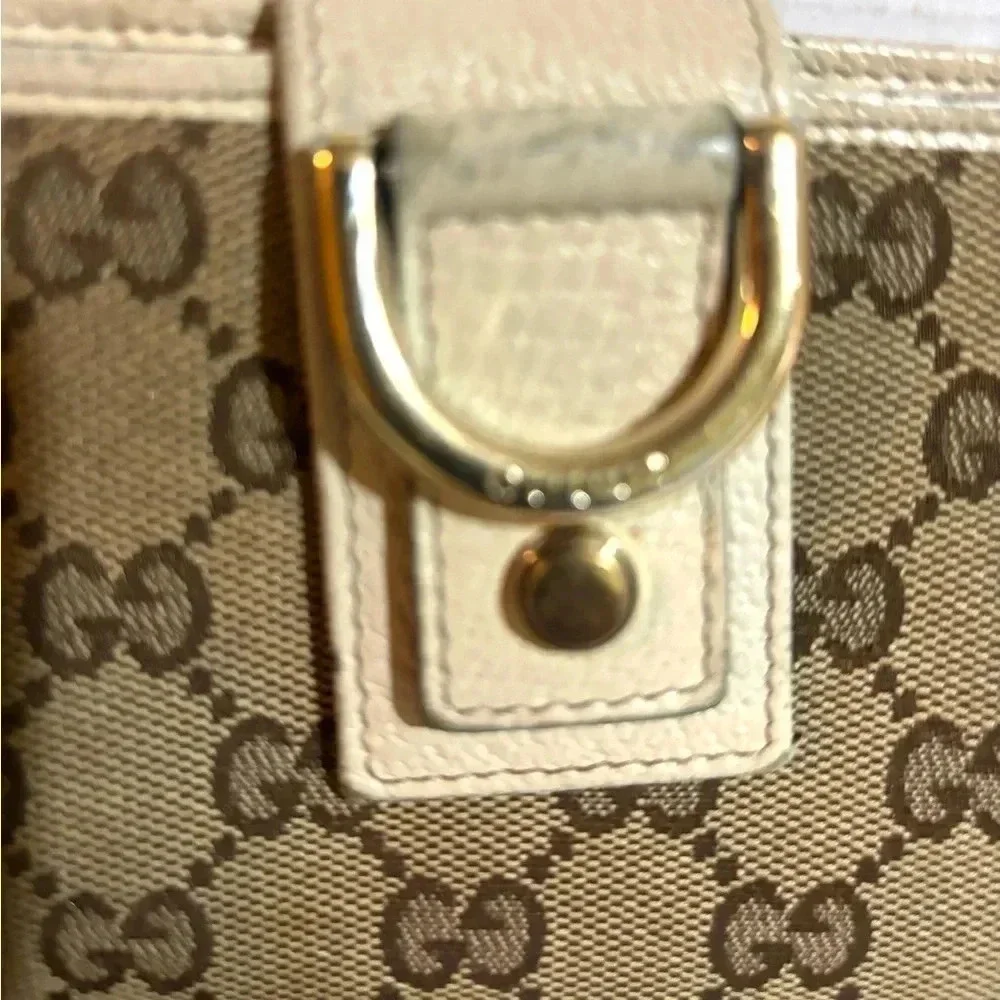 Gucci GG brown white Canvas leather wallet - Picture 4 of 11